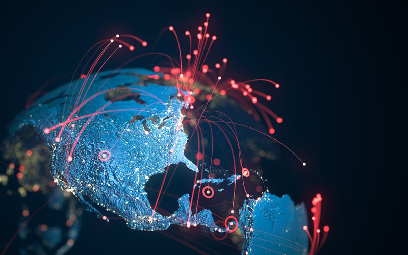 Image of network around the globe.